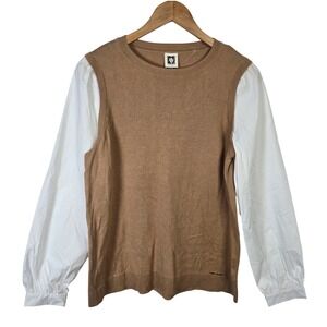 Anne Klein Womens‎ Camel Puff Sleeve Sweater Small Preppy Neutral Teacher